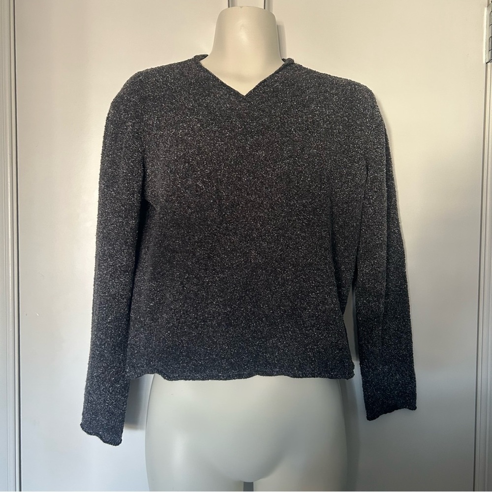 Columbia Grey Knit Speckled Long Sleeve Cropped Top